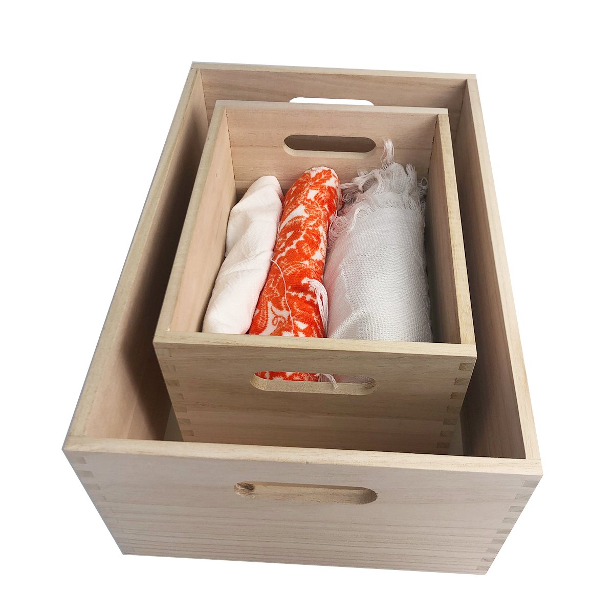 kitchen storage boxes bins rack storage stackable bamboo paulownia wood collapsible organization and storage bin boxes