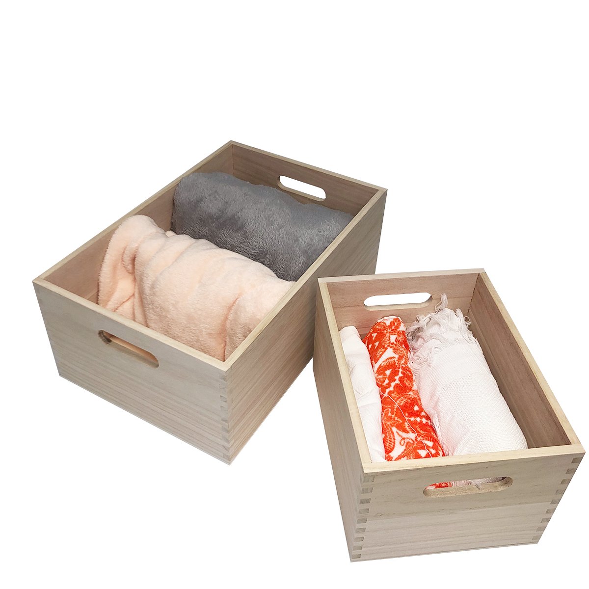 kitchen storage boxes bins rack storage stackable bamboo paulownia wood collapsible organization and storage bin boxes