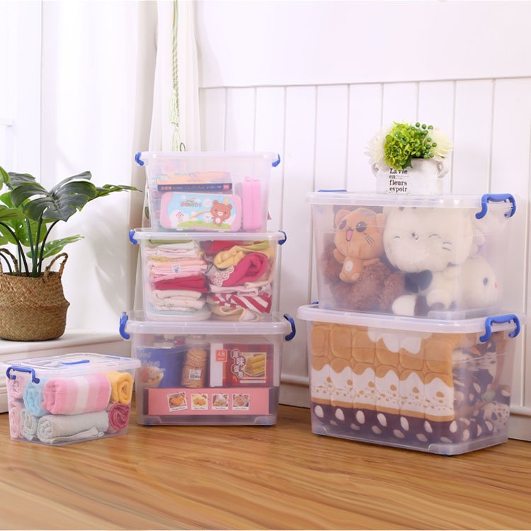 Stackable 15L Clear Plastic Toy Clothes Quilt Storage Container Multifunction Storage Box