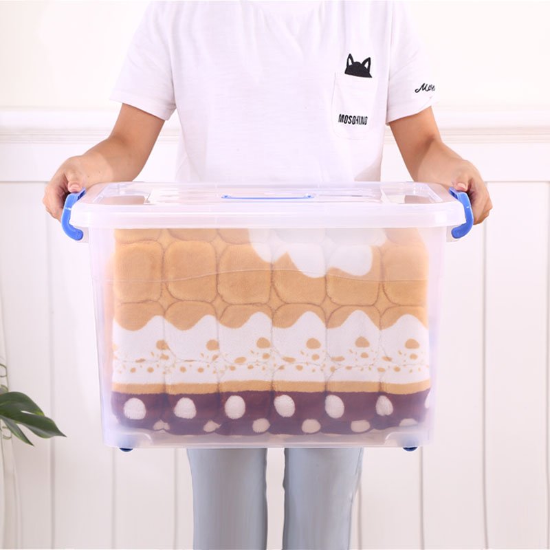Stackable 15L Clear Plastic Toy Clothes Quilt Storage Container Multifunction Storage Box