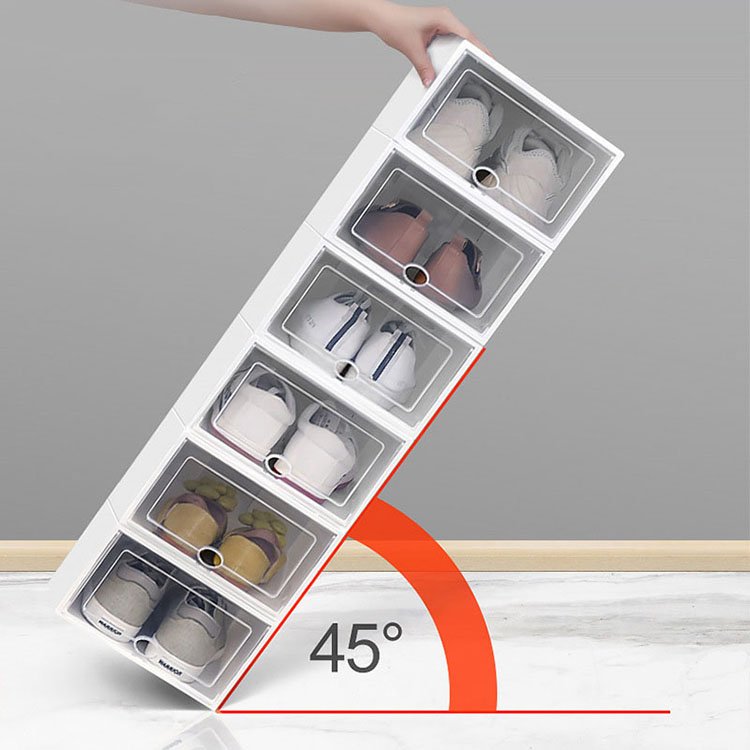 Wholesale Clear Plastic Sneaker Stackable Magnetic Shoe Storage Box Stackable Shoe Organizer