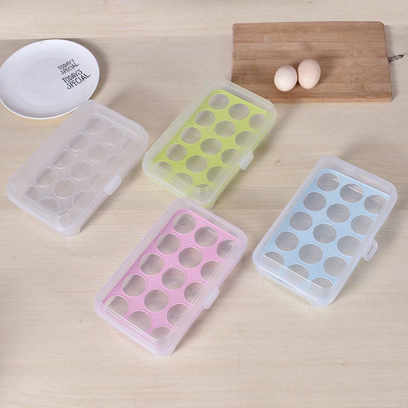 15 Grids Egg Organizer Tray Storage Box Clear Refrigerator Plastic Fridge Egg Organizer Egg Holders For Refrigerator Portable