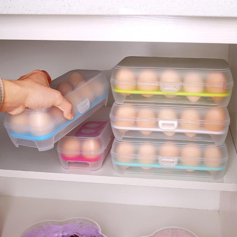 15 Grids Egg Organizer Tray Storage Box Clear Refrigerator Plastic Fridge Egg Organizer Egg Holders For Refrigerator Portable
