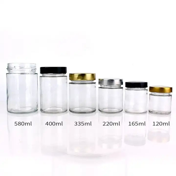 Food Storage Jar 120ml 165ml 220ml 335ml 400ml 580ml Empty Round Glass Jam Jar With Lid