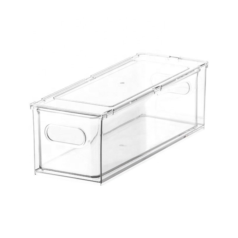 Clear Multifunctional Stackable Refrigerator Organizer Bins Kitchen Storage Container Handles Cabinets Shees Drawers Freezer