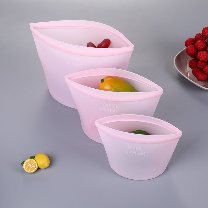 100% Silicone Food Storage Bag Reusable Food Container For Cooking Store Freeze Leakproof Dishwasher-safe Eco-friendly Non-toxic