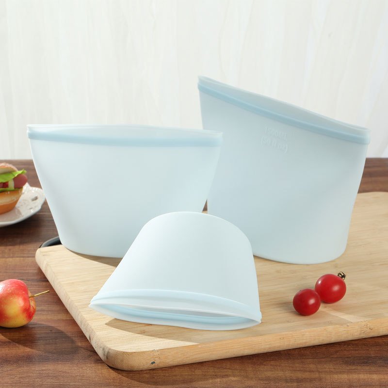 100% Silicone Food Storage Bag Reusable Food Container For Cooking Store Freeze Leakproof Dishwasher-safe Eco-friendly Non-toxic