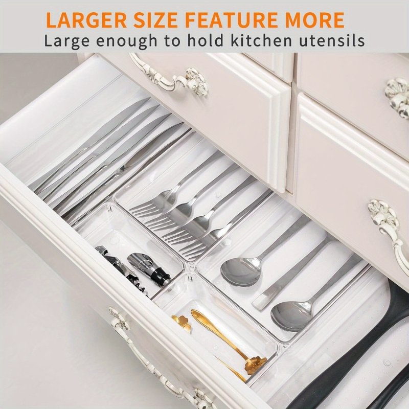 6pcs clear drawer organizer for kitchen/bathroom/office/jewelry under desk drawer organizer set clear make up storage box