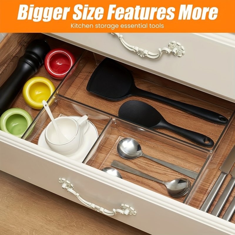 6pcs clear drawer organizer for kitchen/bathroom/office/jewelry under desk drawer organizer set clear make up storage box