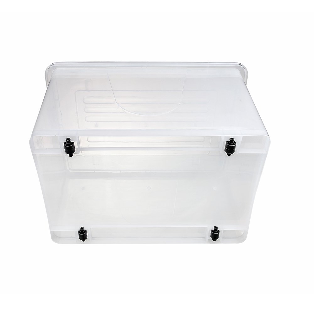 Portable 70l clear packaging plastic storage box with handle