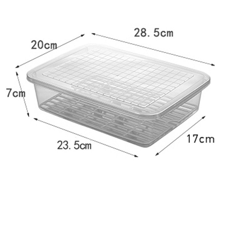 Large Kitchen Drain Plastic Fish Box Seafood Vegetable Organizer Refrigerator Fridge Double Layer Preservation Food Storage Box