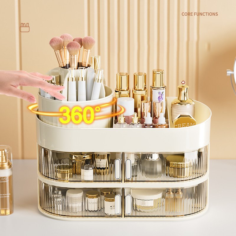 Three level drawer makeup storage box INS wind jewelry storage box Makeup table plastic storage set