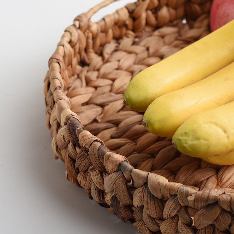 Water Hyacinth Household Woven Storage Basket Table Tray Kitchen Fruit and Vegetable Storage Basket Tray Clutter Box