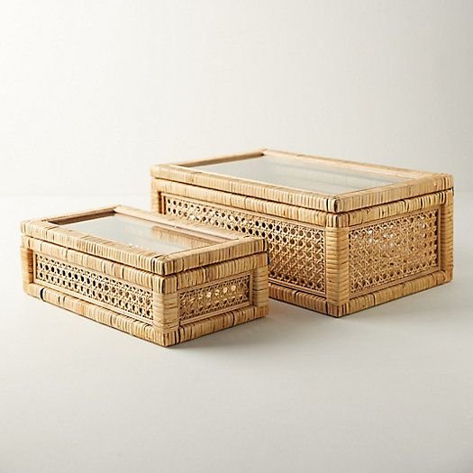 Factory direct sale rattan storage box with glass lid high-grade rattan storage box