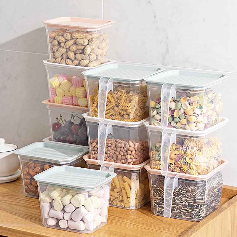 Transparent crisper fridge food plastic storage bins boxes with lid