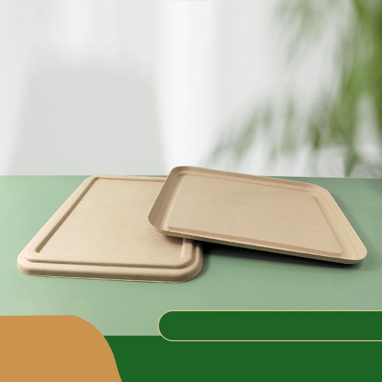 RUEIJHU Tray Food Baking Pan For Kitchen Outdoor Camping 700ml Disposable Biodegradable Takeaway Packaging 4 Compartments Lunch
