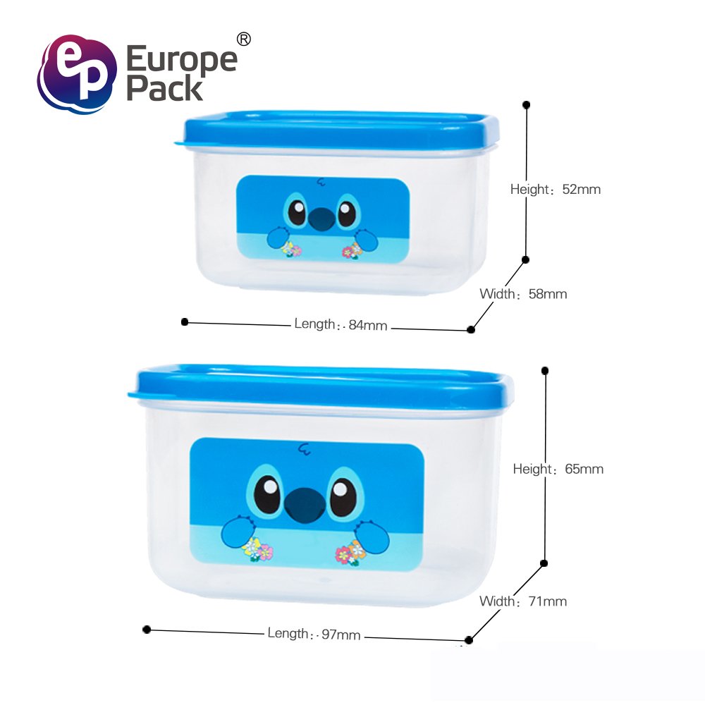 Cartoon plastic air tight seal crisper food storage containers sets with lid for kitchen use