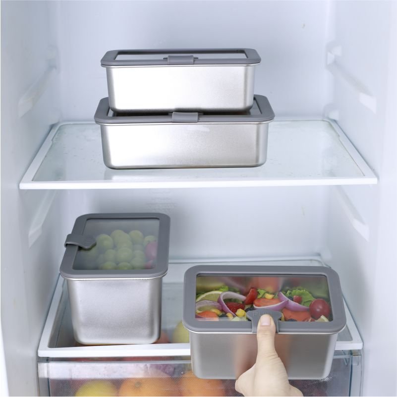 Lekfre Food Storage Containers With Tempered Glass Lids 304 Stainless Steel Storage Containers Meal Prep Containers For Kitchen