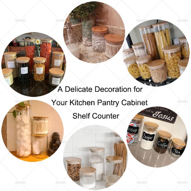 Unique 16oz 60ml Glass Jars 500ml Packaging 300ml Candy Big 8 oz Food Storage Containers Bamboo Lid