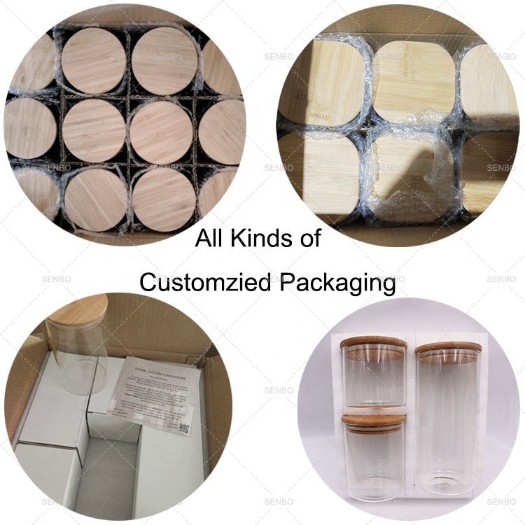 Unique 16oz 60ml Glass Jars 500ml Packaging 300ml Candy Big 8 oz Food Storage Containers Bamboo Lid