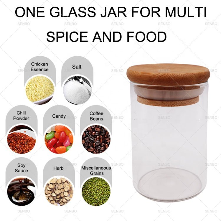 Unique 16oz 60ml Glass Jars 500ml Packaging 300ml Candy Big 8 oz Food Storage Containers Bamboo Lid