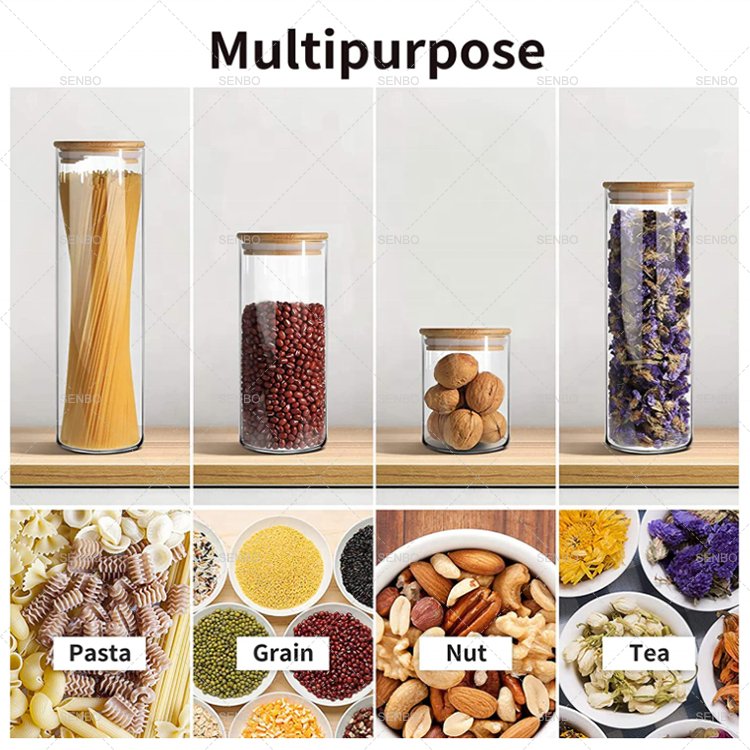 Unique 16oz 60ml Glass Jars 500ml Packaging 300ml Candy Big 8 oz Food Storage Containers Bamboo Lid