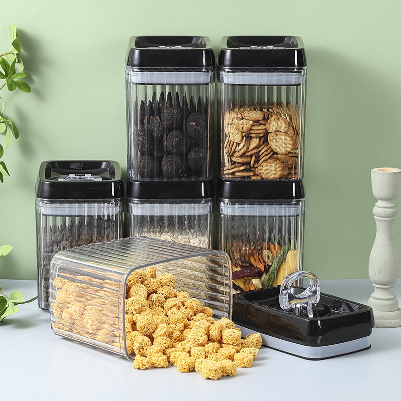 6 Pieces Clear Airtight Food Storage Container Set Corrugated Sealed Jar Kitchen Cereal Food Container with Latch Opening Cover