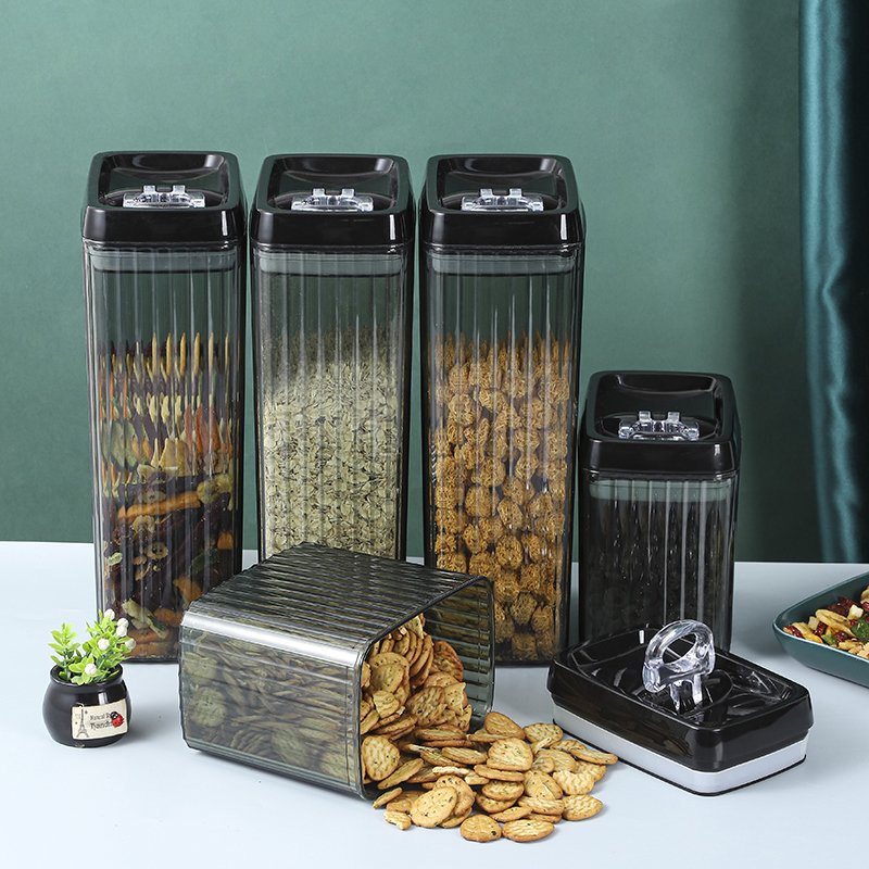 6 Pieces Clear Airtight Food Storage Container Set Corrugated Sealed Jar Kitchen Cereal Food Container with Latch Opening Cover