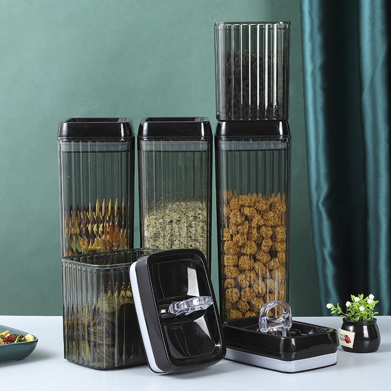 6 Pieces Clear Airtight Food Storage Container Set Corrugated Sealed Jar Kitchen Cereal Food Container with Latch Opening Cover