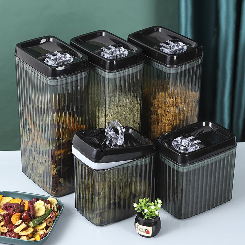6 Pieces Clear Airtight Food Storage Container Set Corrugated Sealed Jar Kitchen Cereal Food Container with Latch Opening Cover