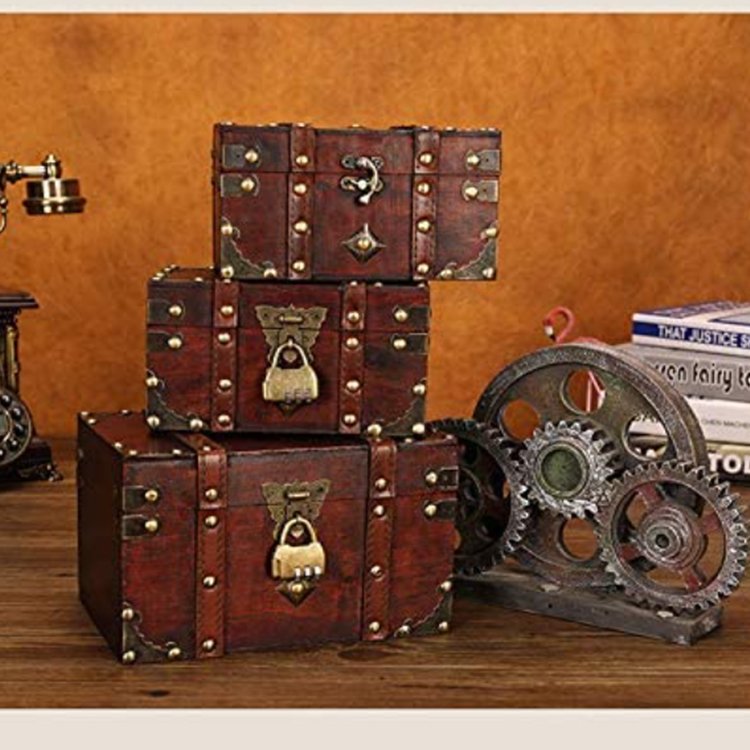 High quality creative retro brown jewelry storage wooden case of various sizes leather storage box