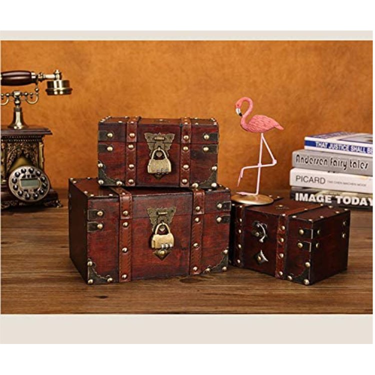 High quality creative retro brown jewelry storage wooden case of various sizes leather storage box