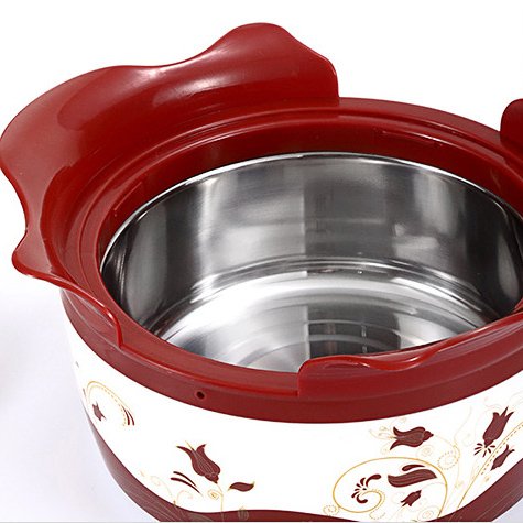 4-Piece Red Stainless Steel Food Warmer Set Insulated Hot Pot Thermo Container Casserole Metal Lunch Box Food Storage