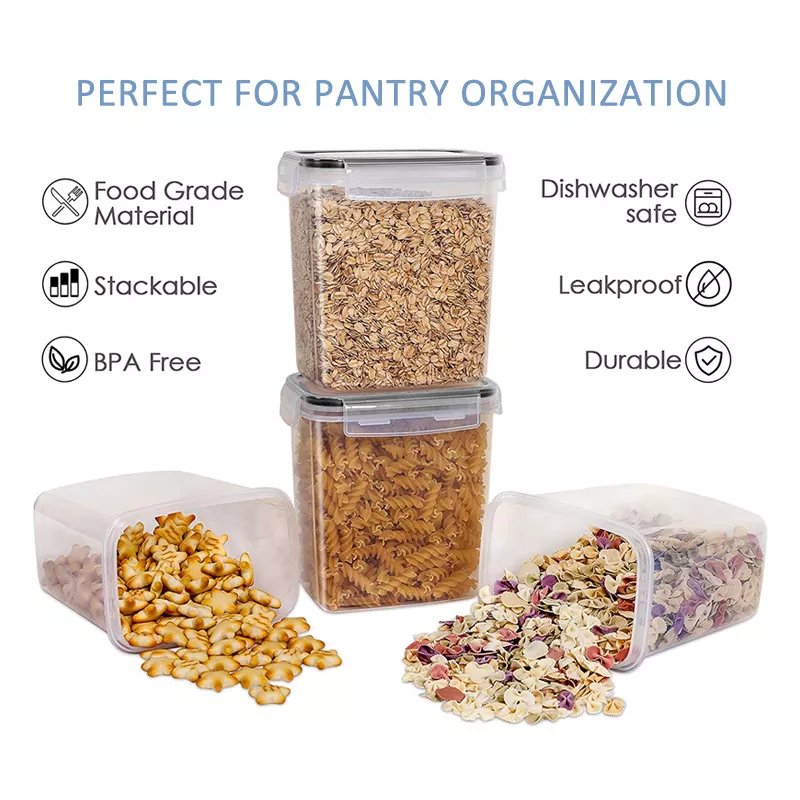 Hot Sales Food Storage Container Plastic Pantry Kitchen Refrigerator Noodle Box Multigrain Storage Tank Transparent Sealed Cans