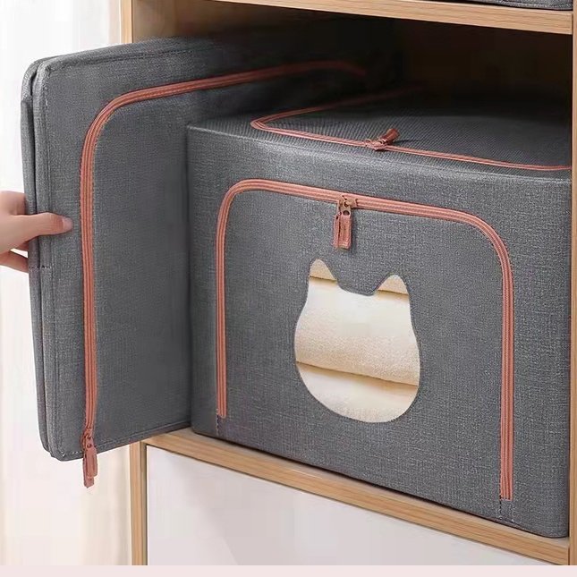 Storage Boxes Steel Frame Dustproof Closet Organizer Folding Oxford Blanket Quilt Sorting Bag