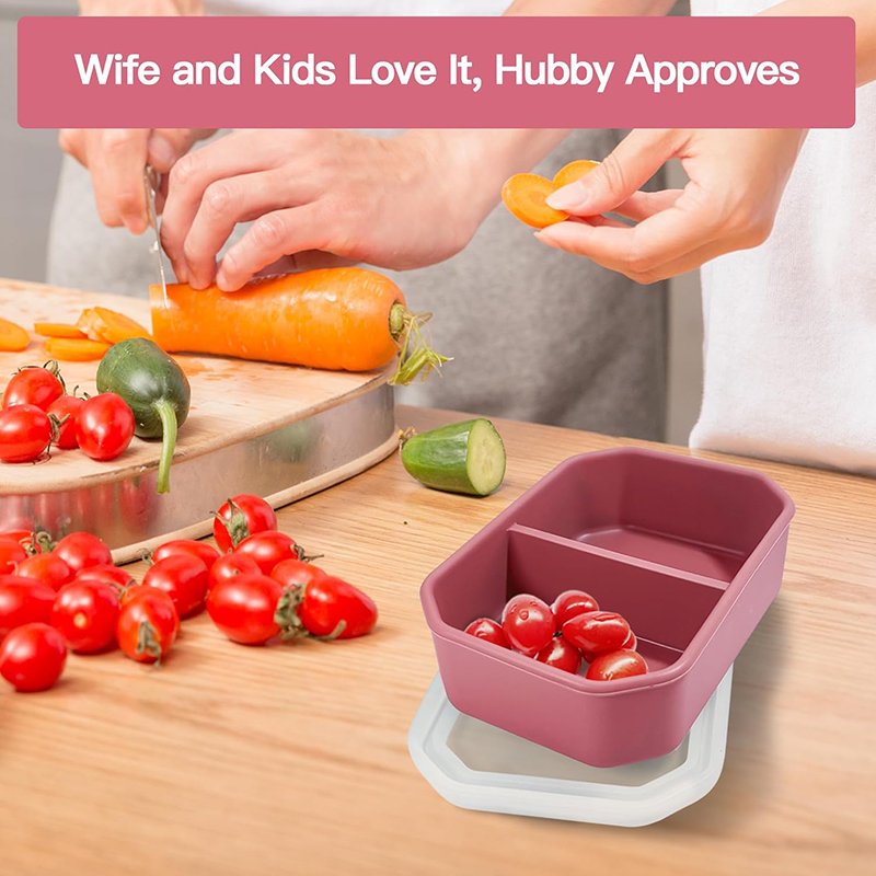 Kitchen Microwave Refrigerator Safe Food Container With Silicone Lids Silicone Storage Container Kids Bento Lunch Box