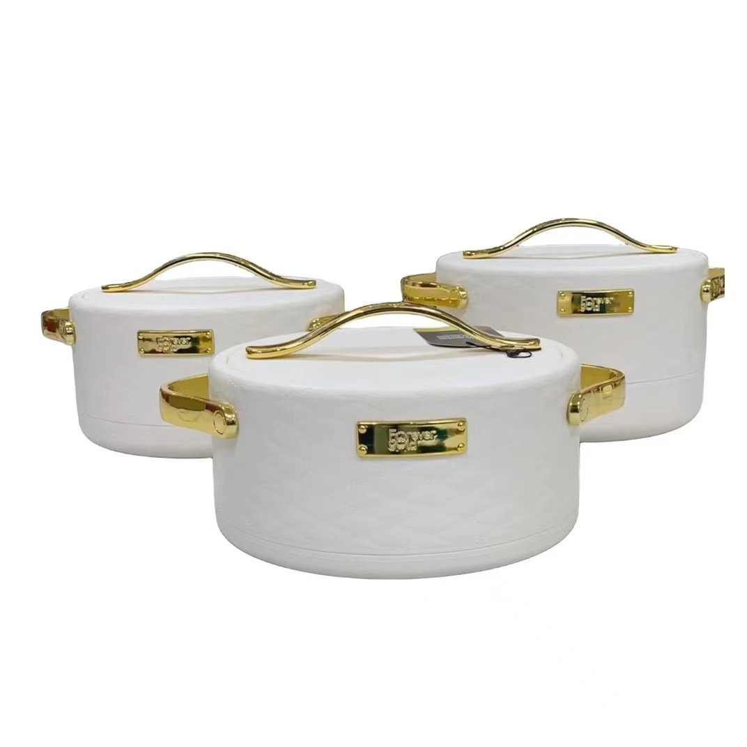 Ready Ship Stock Porcelain Serving Pots 1.5L+2L+2.5L White Large 3pcs set Food Storage & Container With Handle