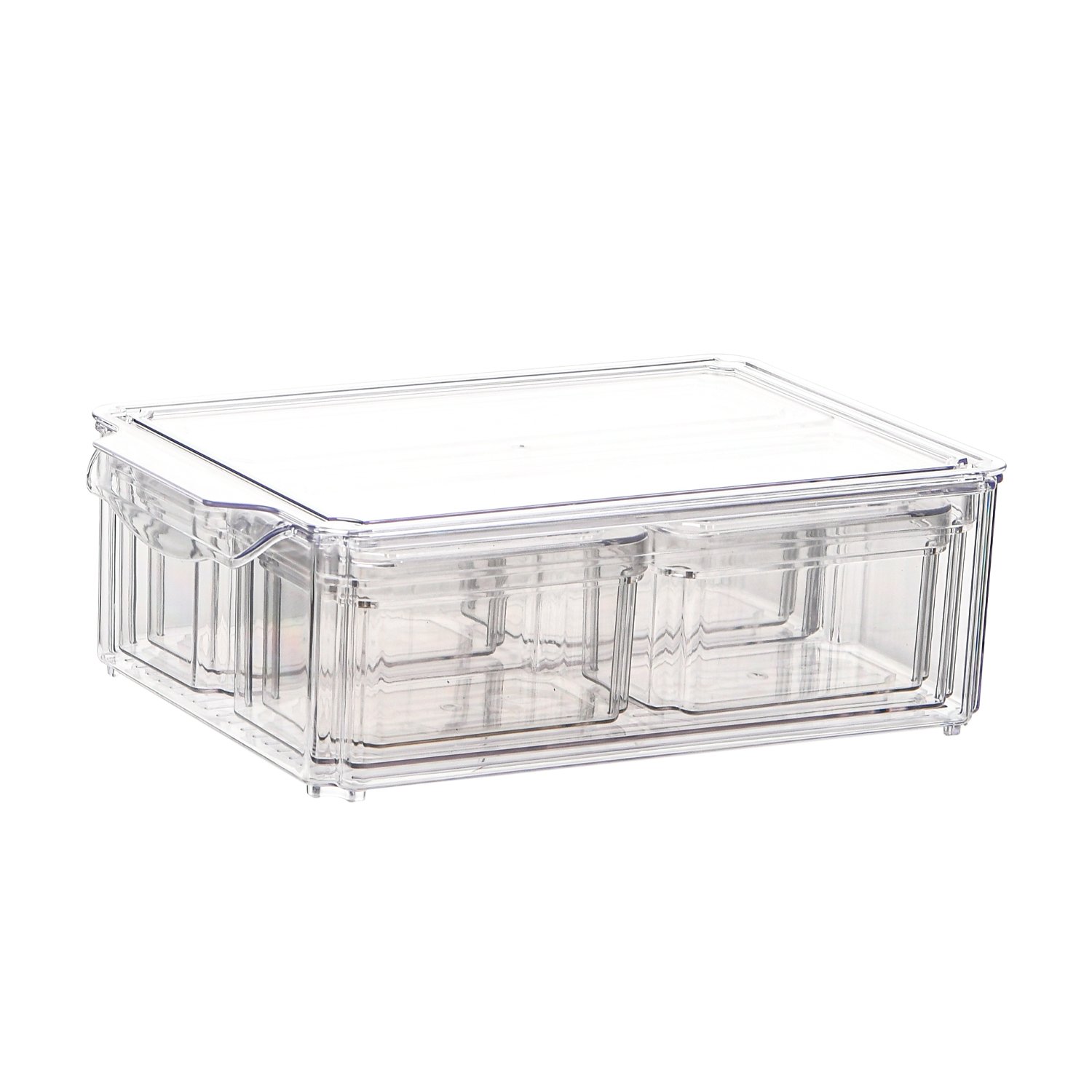 7pcs Plastic Acrylic Airtight Fresh Food Fruit and Vegetable Refrigerator Organizer Set Storage Containers with Lids for Fridge