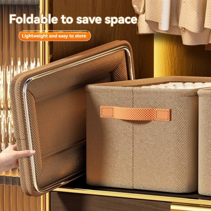 OEM/ODM Collapsible Fabric Storage Box Modern Rectangle Wardrobe Clothing Organizer with Sturdy Steel Frame Plastic mold