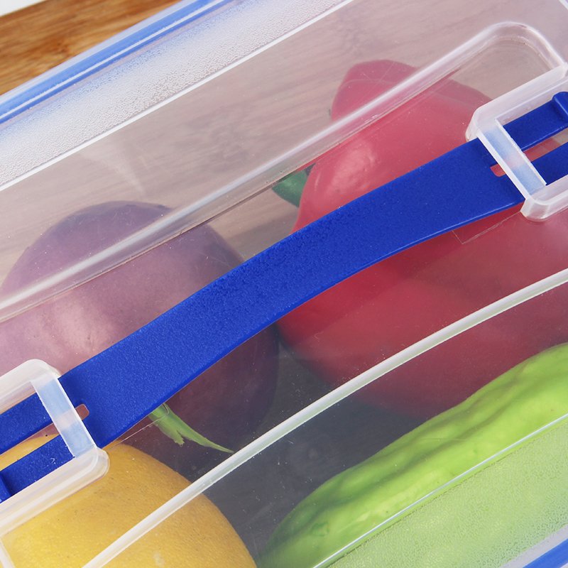 Kitchen 2400ml airtight picnic easy-carry pickle storage box transparent plastic PP food container with handle and snap lock