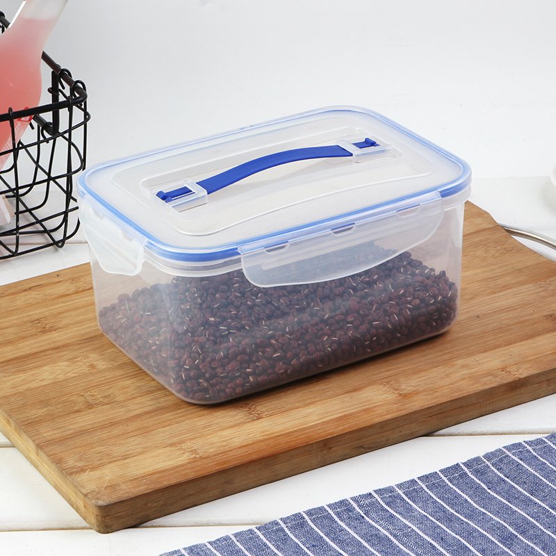 Kitchen 2400ml airtight picnic easy-carry pickle storage box transparent plastic PP food container with handle and snap lock