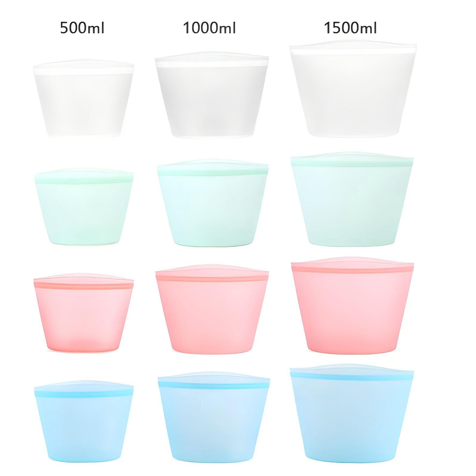 Custom Portable Food Grade Keep Fresh Container Pouch Travel Vacuum Storage Bags Set Reusable Silicone Food Bag For Packing Food