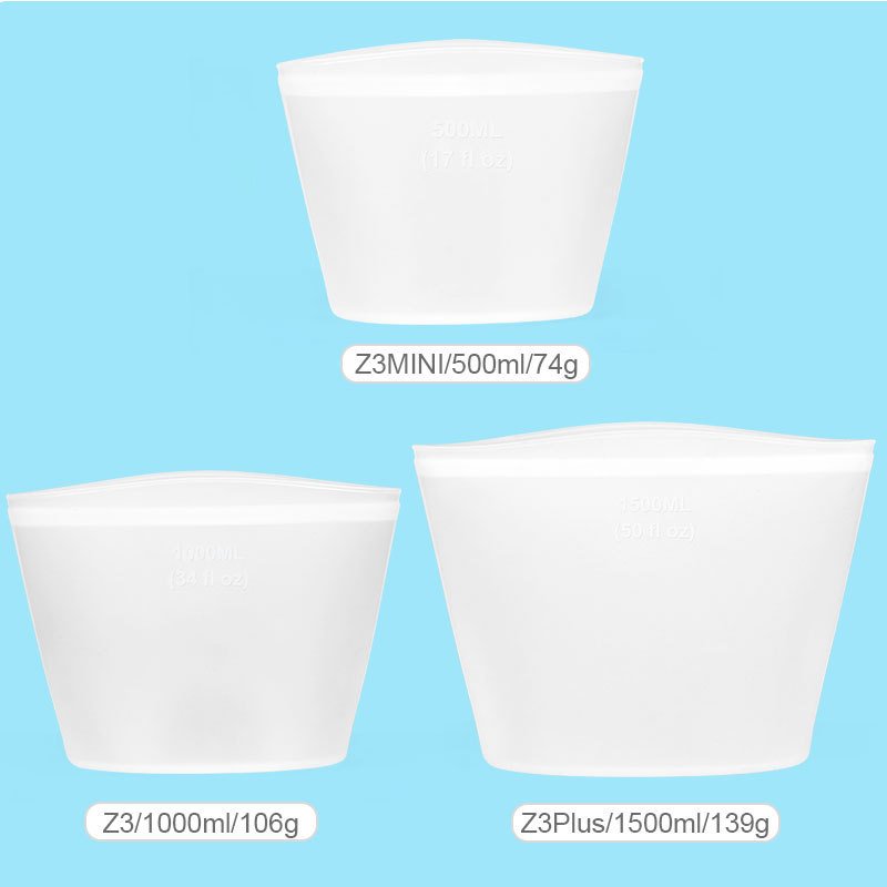 Custom Portable Food Grade Keep Fresh Container Pouch Travel Vacuum Storage Bags Set Reusable Silicone Food Bag For Packing Food