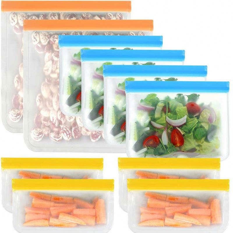 Food-Grade Reusable Snack Bag Waterproof Food Storage Bags Transparent Reusable Plastic Peva for Food Travel Bag for Set
