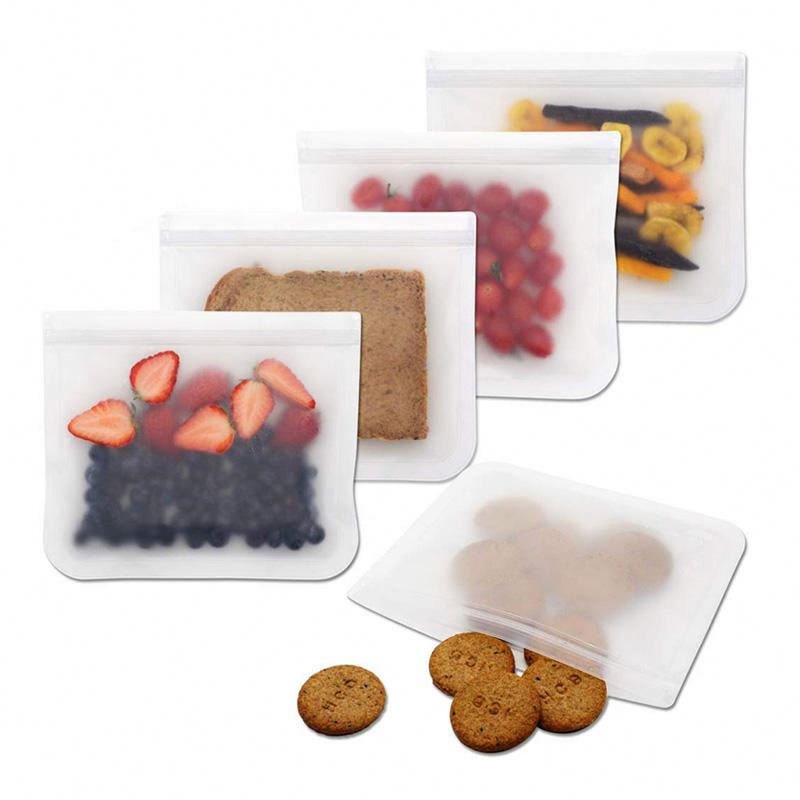 Food-Grade Reusable Snack Bag Waterproof Food Storage Bags Transparent Reusable Plastic Peva for Food Travel Bag for Set