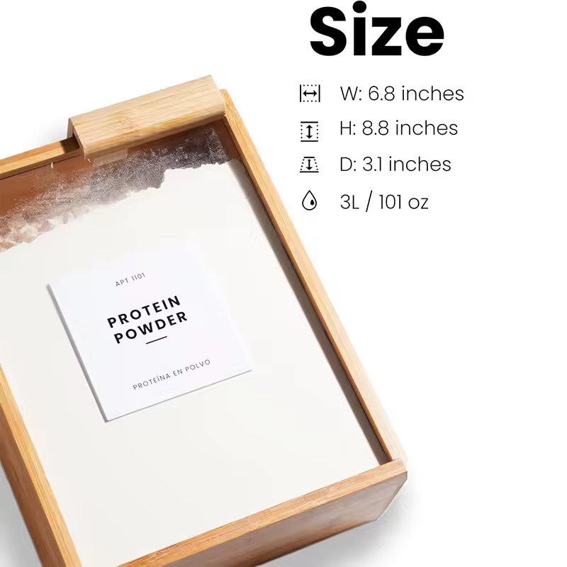 Household multifunctional wooden storage box Kitchen wooden bean storage box Creative solid wood grain dispenser