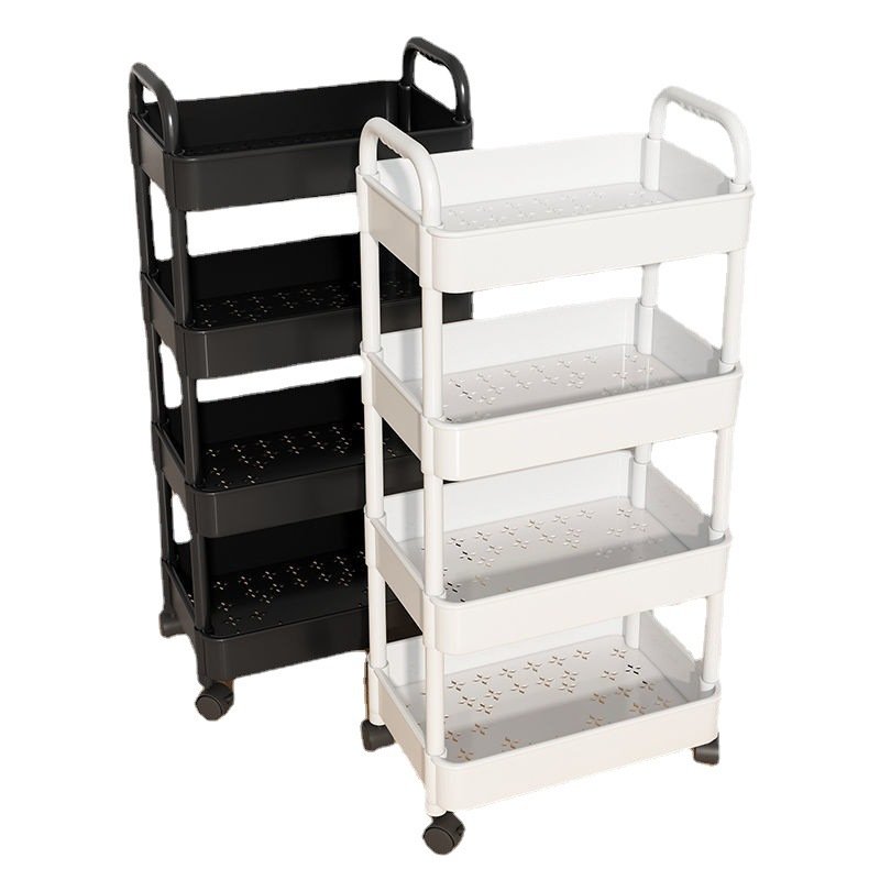 Space saving household items ABS plastic holder rack vegetable fruit storage rolling cart with wheels