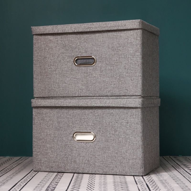 Home Closet Organizers with Lids Large cotton linen Fabric folding Kids Toy foldable cotton storage box bins clothes organizer