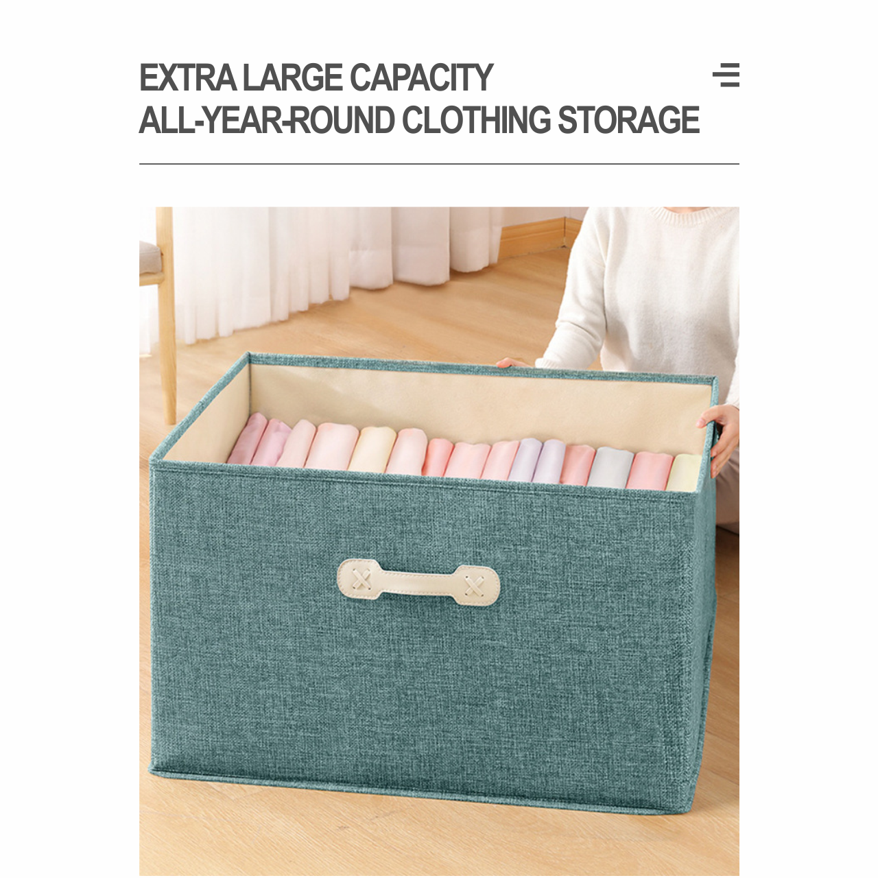 Hot sale large capacity home classification organization box folding clothing storage linen box with lid closet storage