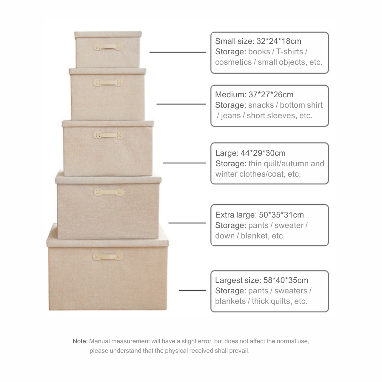 Hot sale large capacity home classification organization box folding clothing storage linen box with lid closet storage